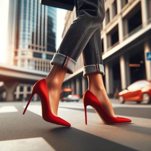 How to wear red stilletos