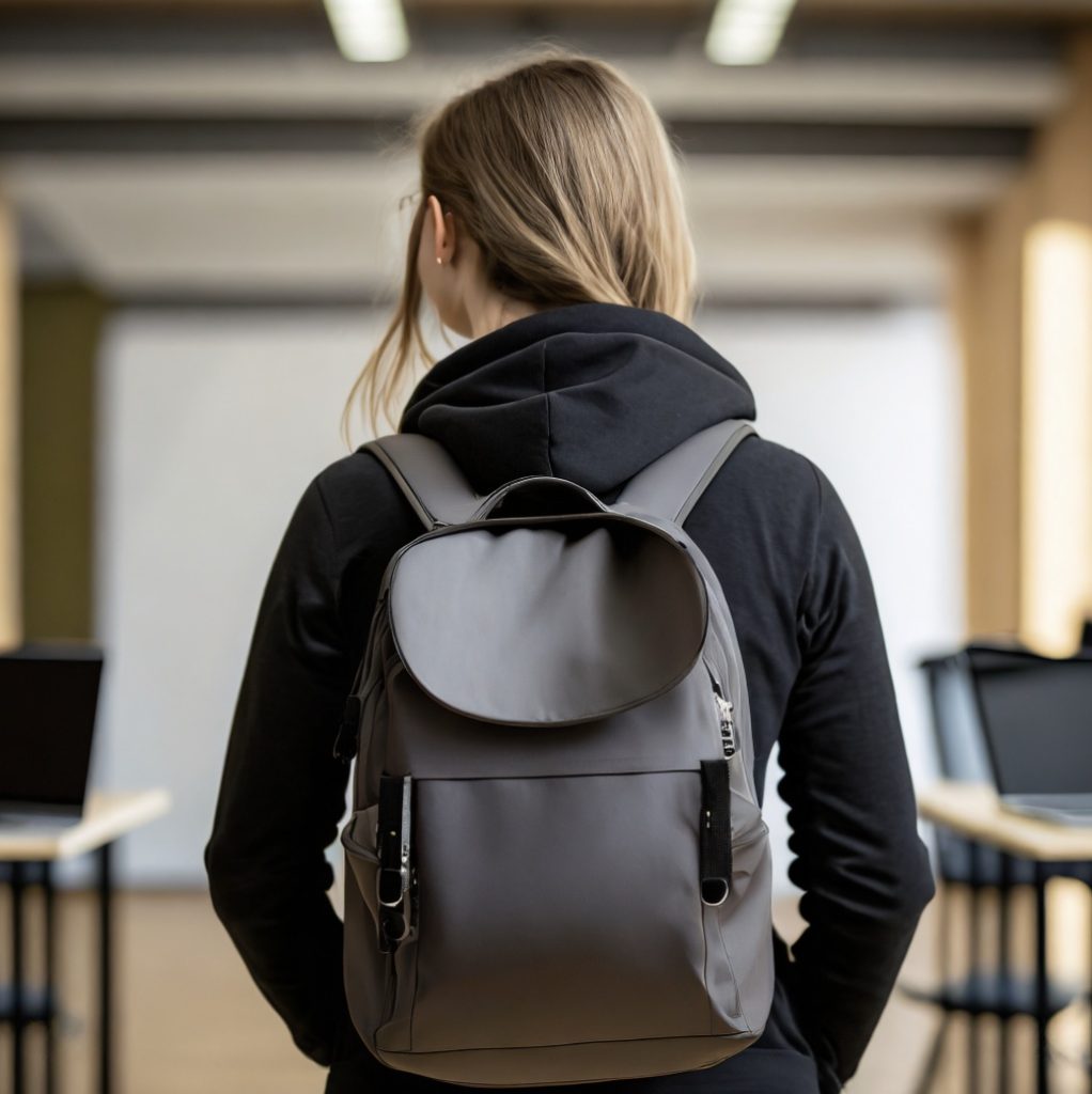 Wearing laptop backpack