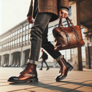 Stylish Leather Boots in Urban Setting